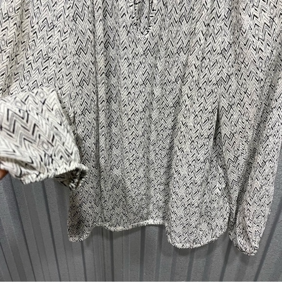 Lucky Brand Diamond & Chevron Stripe Blouson Top - Picture 2 of 3